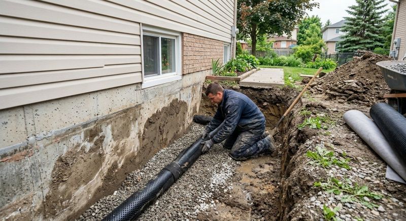 Basement Drainage Installation in Providence, RI